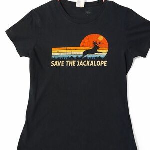 Save The Jackalope Graphic Tee - Black with Retro Sunset